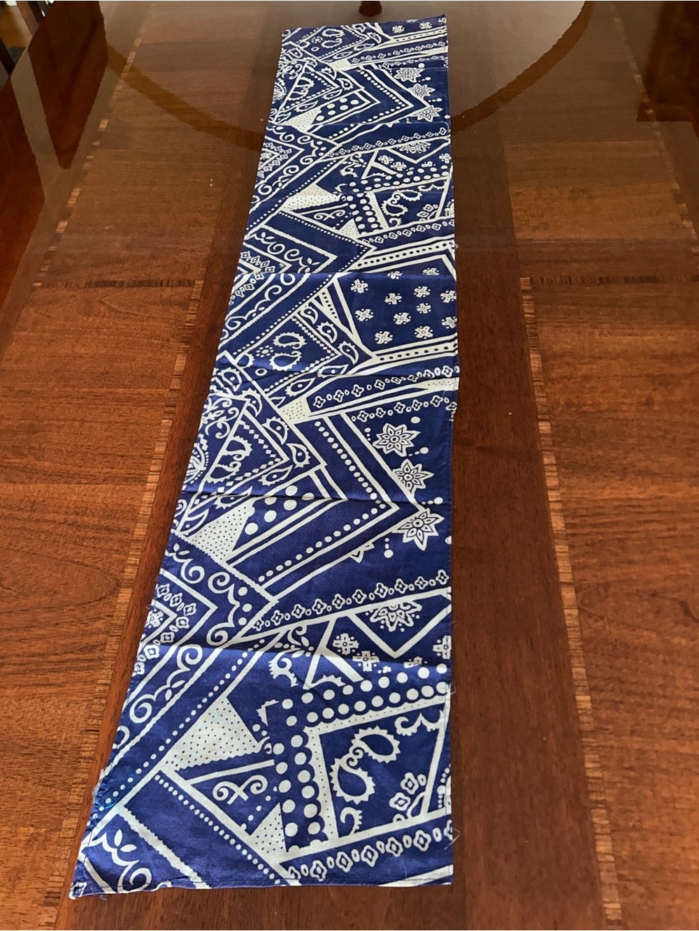Blue and white-Print Scarf - by John Meyer 9“ x 43“